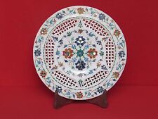 Handmade Marble Plate Inlay Work Handmade White Stone Pietra dura for Home Decor
