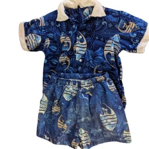 Carnegie vintage blue fish print swim ensemble - Picture 1 of 5