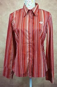 Quicksilver Roxy Red striped Chore Wear Longsleeve Shirt/Top UK 5 - S - Picture 1 of 13