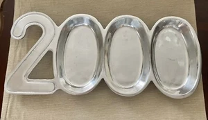 Vintage Metal Aluminum Tray ‘2000’ Divided Serving 18” X 8”Collectible Party Y2K - Picture 1 of 11