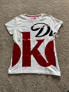 Diet Coke Shirt NWT Large White Red Logo Short Sleeve Foil Tee Shirt 100% Cotton - Picture 1 of 5