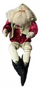 Vintage Old World Wool Sitting Christmas Santa with Wired Arms & Legs That Bend - Picture 1 of 4