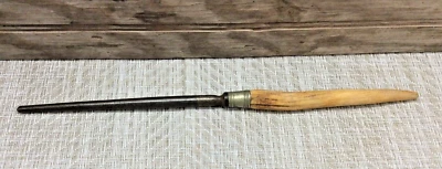 Antique 1900s 13" Knife Sharpening Honing Steel Smooth Curved Stag Handle - Image 1 of 4