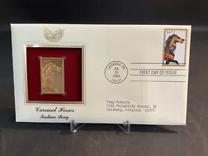 1995 PCS Carousel Horses Indian Pony 32¢ FDC 22K Gold Stamp Replica - Picture 1 of 3