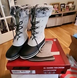 Khombu Mujeres Invierno Pato Botas Emily Aisladas (Cuero Gris, TALLA 9) NUEVAS CON ETIQUETAS NUEVAS - Imagen 1 de 9