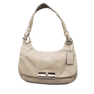 Coach Vintage Y2K Kristin Leder Hobo Bag Handtasche Schulter B1169 Taupe Klappe Silber - Bild 1 von 23
