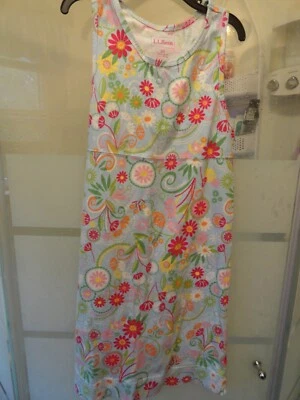 Girls Blue Floral Print L.L. Bean Sleeveless Cotton Racer Back Dress - SZ 10 - Image 1 of 4
