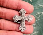 2Ct Round Lab Created Diamond Cluster Cross Pendant 14K White Gold Plated