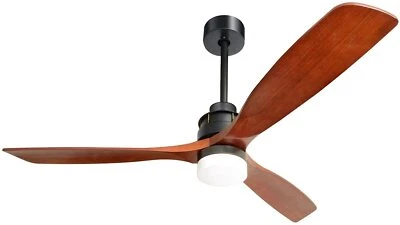 60 Inches Ceiling Fan With Lights 3 Carved Wood Fan Blade Noiseless Reversible - Image 1 of 4