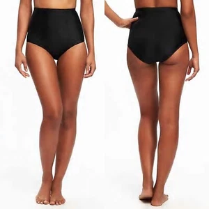 Nuevo con etiquetas Antiguo Azul Marino Retro Mujeres Bikini Cintura Alta Pantalones de Natación Traje de Baño Negro M L XL - Imagen 1 de 6