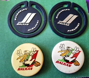 BALKAN Bulgarian Airlines 2 Alas de Piloto Junior Tipo Plástico + 2 Botones de Metal - Imagen 1 de 2