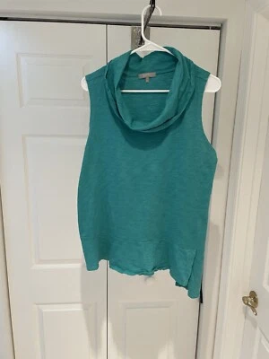 Habitat Clothes To Live In Aqua Green 100% Cotton Sleeveless Cowl Neck Tank Sz L - Image 1 of 4