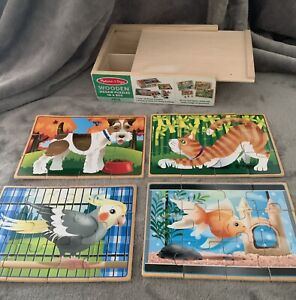 🌷Baby Toddler Melissa Doug Pets Wooden Box Jigsaw Puzzles Education Toy