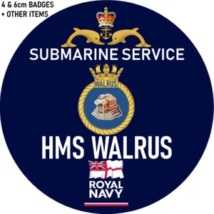 Royal Navy SUBMARINE SERVICE Pin Badges HMS WALRUS badge keyrings & more - Picture 1 of 14