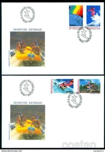 2003 deportes extremos, rafting, motocicleta, paracaidismo, windsurf, esquí, Rumania, Mi.5760, FDC - Imagen 1 de 1