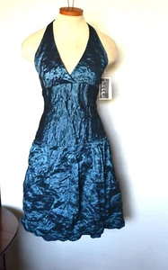 Vestido Vintage Nicole Miller Techno Metal Talla 4 Halter Espalda Abierta 26" Cintura - Imagen 1 de 6