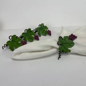 Juego de 4 soportes de vajilla con hojas de uvas de metal vajilla campo francés de colección - Imagen 1 de 6