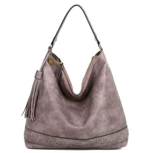 NWT Large Hobo Bag Stone AIDA Tassel Braided Handle Ampere Designs Stunning - Picture 1 of 9