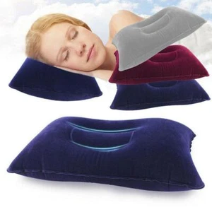Double Sided Inflatable Pillow Soft Sleep Mat Collapsible Cushion Camping Travel - Picture 1 of 16
