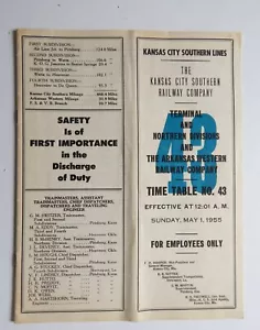 Kansas City Southern Lines Employee Time Table Terminal North Divs AR W Rwy map - Picture 1 of 3