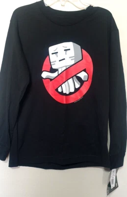 NUEVO CON ETIQUETAS Camiseta Minecraft Jinx Ghost Negra Manga Larga Juvenil Mediana Mojang De Colección Foto 1 de 4