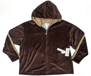 Club Soda Jacket Women’s 2XL New Zip Up Hooded Brown Cheetah Quality Sportswear - Picture 1 of 10