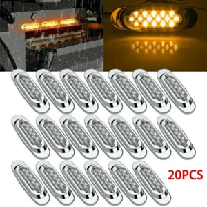 20x 6.5"Amber LED Semi Truck Trailer Side Marker Clearance Lights w/Chrome Bezel - Foto 1 di 9