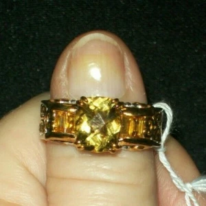Großer Ring Sterlingsilber & Palladium & Citrin Größe 9 Edelsteine en vogue - Bild 1 von 10