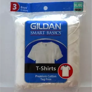 T-Shirts-Gildan Boys White Premium Comfort Cotton T-Shirt XL pack of 3- NWT - Picture 1 of 2