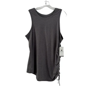 Apana Womens Large Gray Sleeveless Yoga Active Ruched Tie Summer Tank Top NWT - Picture 1 of 9