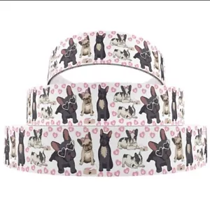 1 inch (1 yard) French Bulldog Frenchie Pet Puppy dog Grosgrain Ribbon 1238572 - Picture 1 of 1