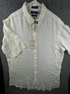 NWT Daniel Cremieux Linen 2XLT Tall Tailored Ivory Short Sleeve Button Up Shirt - Picture 1 of 14