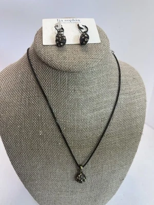 Pendientes Collar Lia Sophia Stargazer Oro Antiguo Tono Latón Marrón Lágrima Foto 1 de 4