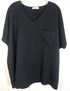 Zenana Women's Black V-neck Blouse top Oversize-flowy Size Small Pocket - Picture 1 of 9