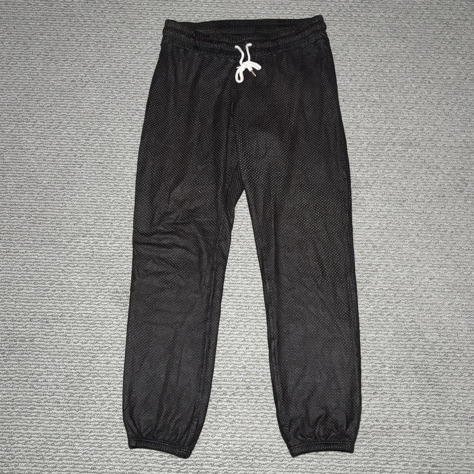 Monrow 裤子女式小号黑色/灰色抽绳网眼运动裤休闲美国 — 第 1/4 张图片