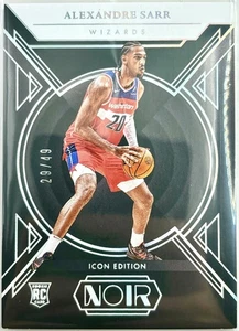Alexandre Sarr/49 RC 2024/25 Panini Noir ICON EDITION PLATA #177 Rookie Hot SP - Imagen 1 de 2