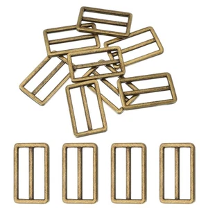 8pcs 1.5" Adjustable Flat Metal Slide Strap Buckle, Brass - Picture 1 of 7