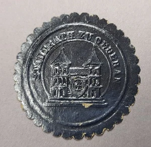 Siegelmarke Sachsen: STADTRATH ZU OEDERAN, schwarz - Bild 1 von 2