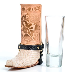 Echtleder Texas Cowboystiefel Schnapsglas Pferd Mexico Hecho En Mexico - Bild 1 von 7