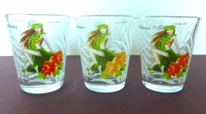 3 Hula Girl Souvenir Hawaiian Tiki bar Shot Glasses - Picture 1 of 2