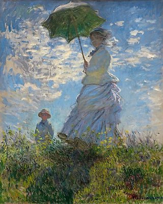 La Promenade Monet Mujer Con Sombrilla El Paseo Impresión Repro 4" x 5 "-16" x 20" Foto 1 de 4