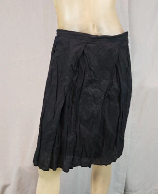Kenneth Cole Solid Black Pleated Knee Length A Line Skirt Womens Size 2 XSMALL - Image 1 of 4