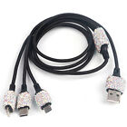 Women Crystal Dual Usb Port Car Quick Rhinestones Bling Charger Cable Car Cha-Wf