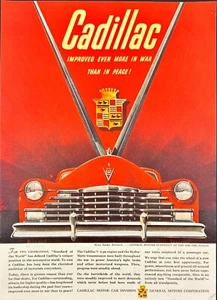 Cadillac Improved Even More in War Than in Peace Vintage Print Ad 1946 - Picture 1 of 6