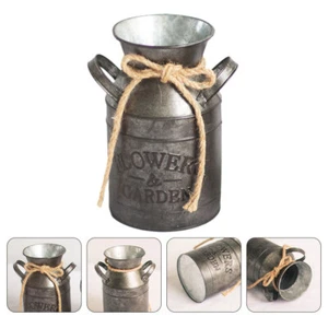 Französisch Eimer Zink Krug Pflanzer Land Krug Metall Topf - Bild 1 von 12