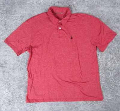 Volcom Polo Shirt Mens Medium Red Short Sleeve Collared Button Up Street Top* - Image 1 of 4