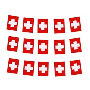 Switzerland Flags Swiss Small String Mini Flag Pennant Banner Decorations - Picture 1 of 12