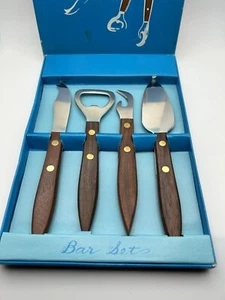 Vintage 4tlg. Bar Set Edelstahl Rosenholzgriff  - Bild 1 von 4