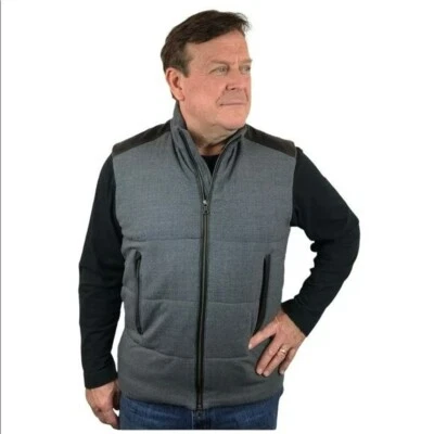 Chaleco de lana acentuado de cuero VINCE con cremallera Foto 1 de 4