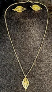 Sarah Coventry vintage necklace & earrings Set faux pearl gold Toned Jewelry - Picture 1 of 10